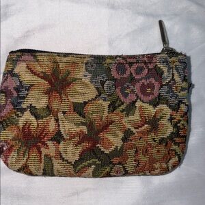 Vintage Bueno Floral Tapestry Coin Purse - Small Zipper Pouch